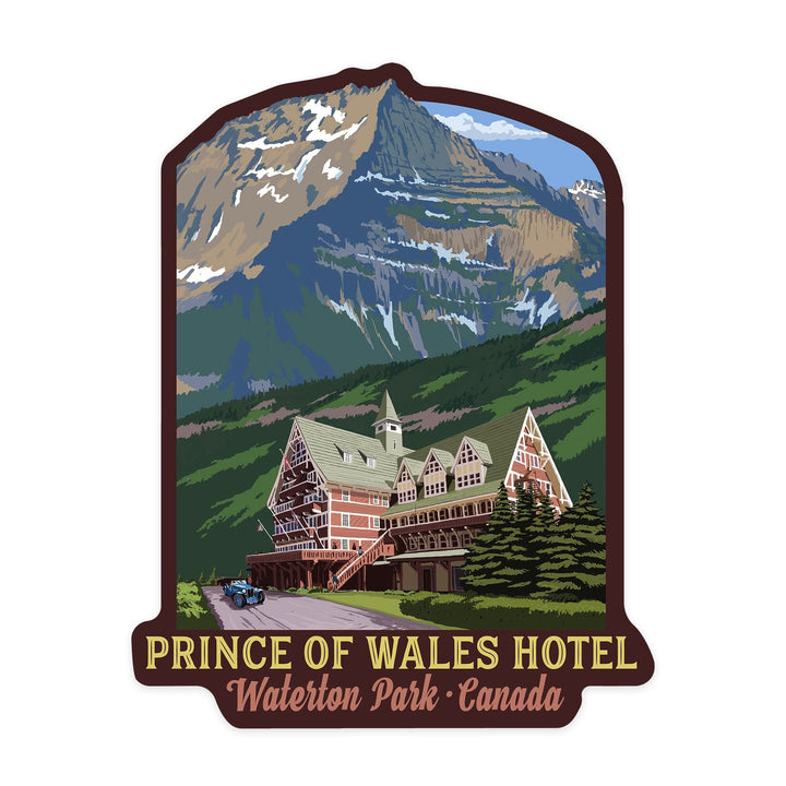 Waterton National Park, Canada, Prince of Wales Hotel, Contour, Vinyl Sticker Sticker Lantern Press 