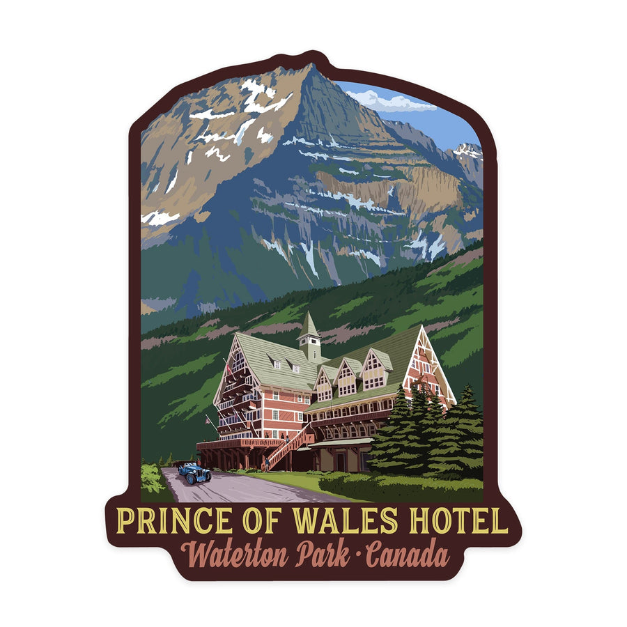 Waterton National Park, Canada, Prince of Wales Hotel, Contour, Vinyl Sticker Sticker Lantern Press 