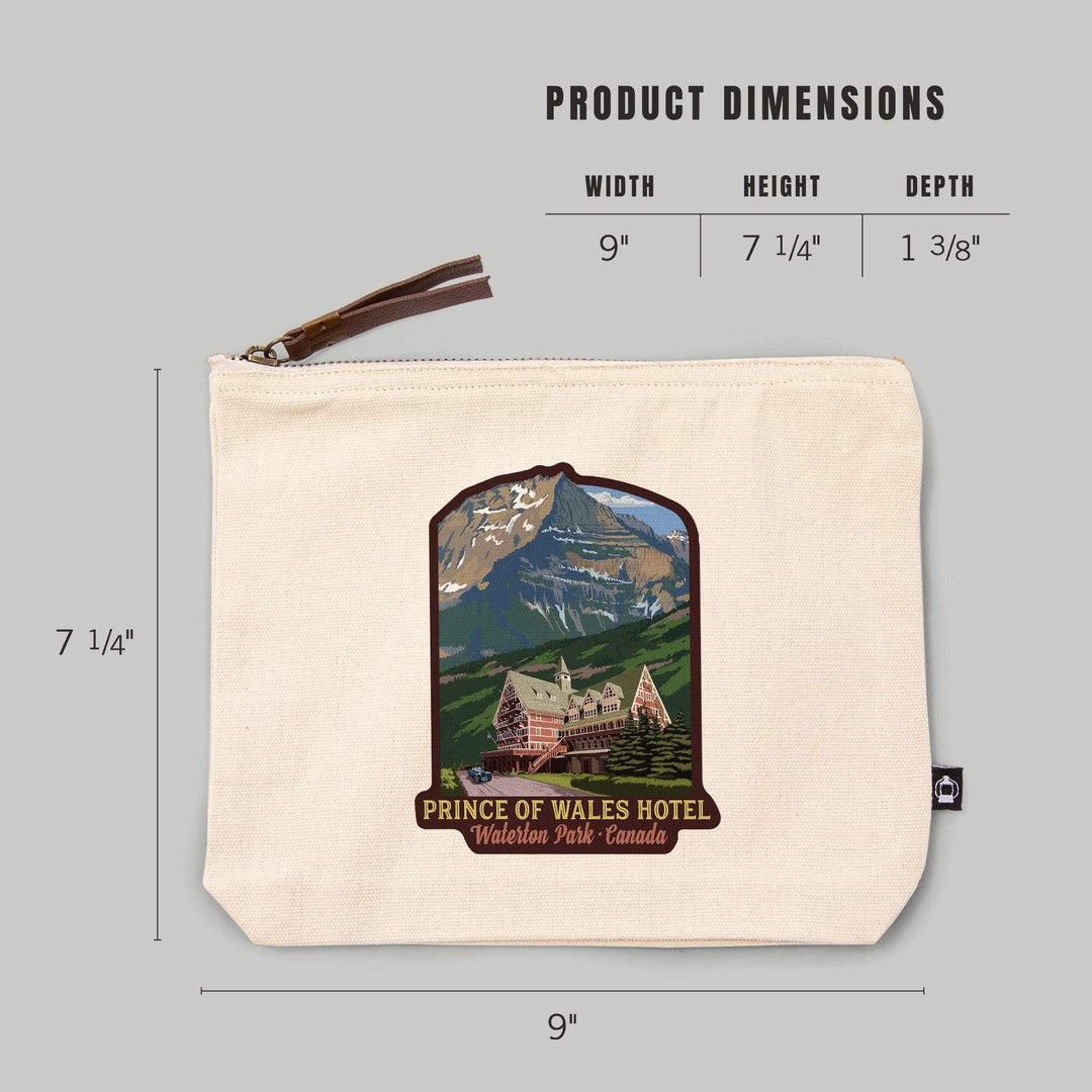 Waterton National Park, Canada, Prince of Wales Hotel,, Organic Cotton Zipper Pouch, Go Bag Go Bag Lantern Press 