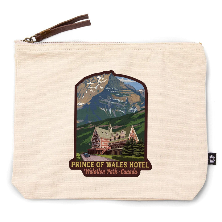 Waterton National Park, Canada, Prince of Wales Hotel,, Organic Cotton Zipper Pouch, Go Bag Go Bag Lantern Press 