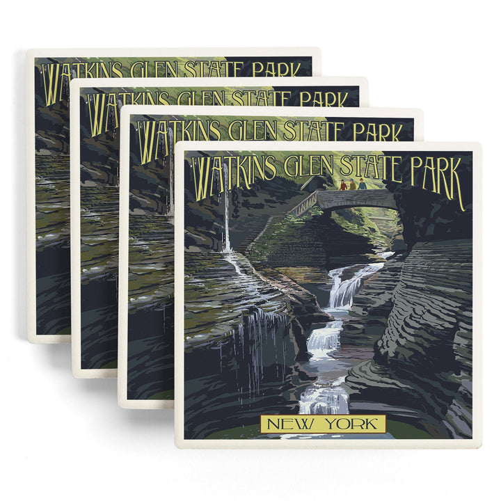 Watkins Glen State Park, New York, Rainbow Falls, Coasters Coasters Lantern Press 