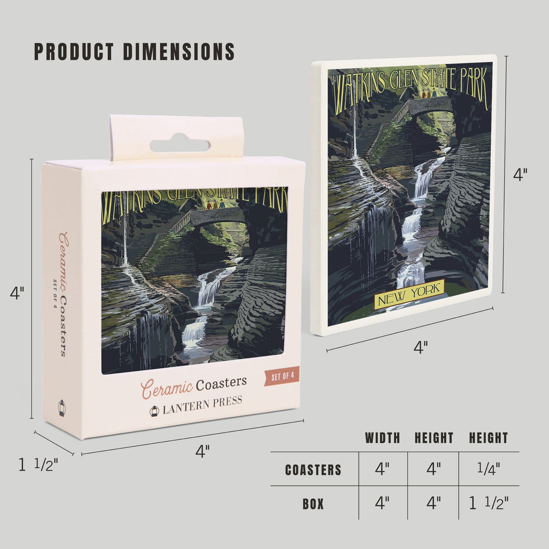 Watkins Glen State Park, New York, Rainbow Falls, Coasters Coasters Lantern Press 