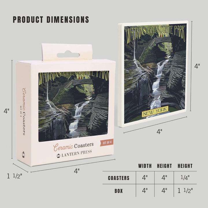 Watkins Glen State Park, New York, Rainbow Falls, Coasters Coasters Lantern Press 