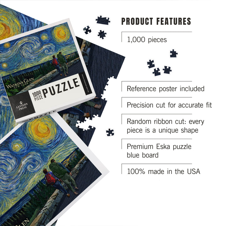 Watkins Glen State Park, New York, Starry Night, Jigsaw Puzzle Puzzle Lantern Press 