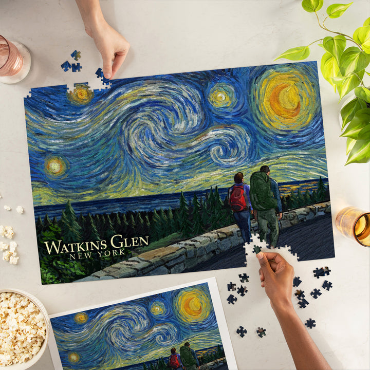 Watkins Glen State Park, New York, Starry Night, Jigsaw Puzzle Puzzle Lantern Press 