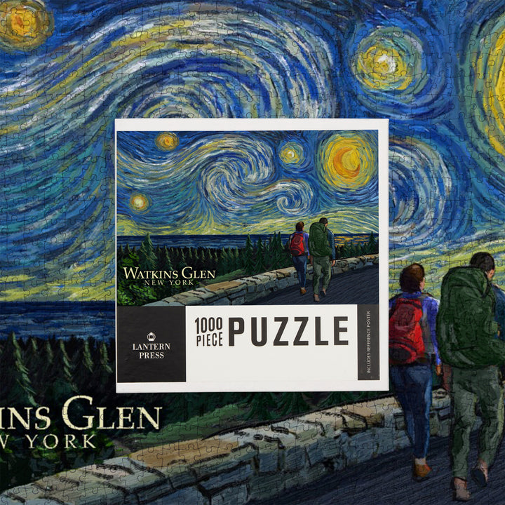 Watkins Glen State Park, New York, Starry Night, Jigsaw Puzzle Puzzle Lantern Press 