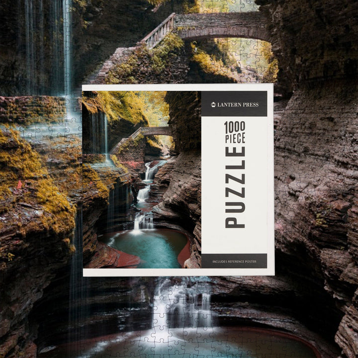 Watkins Glen State Park, New York, Waterfall Scene, Jigsaw Puzzle Puzzle Lantern Press 