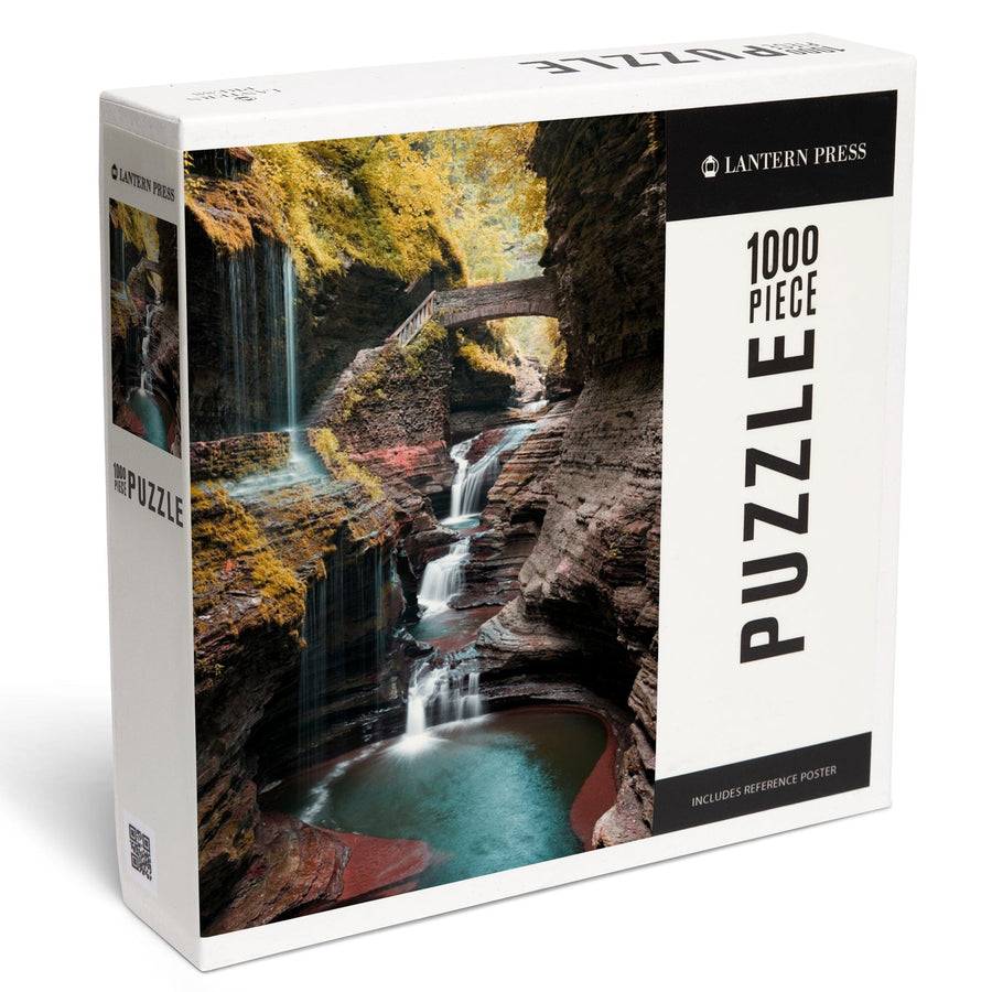 Watkins Glen State Park, New York, Waterfall Scene, Jigsaw Puzzle Puzzle Lantern Press 