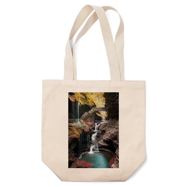 Watkins Glen State Park, New York, Waterfall Scene, Lantern Press Photography, Tote Bag Totes Lantern Press 