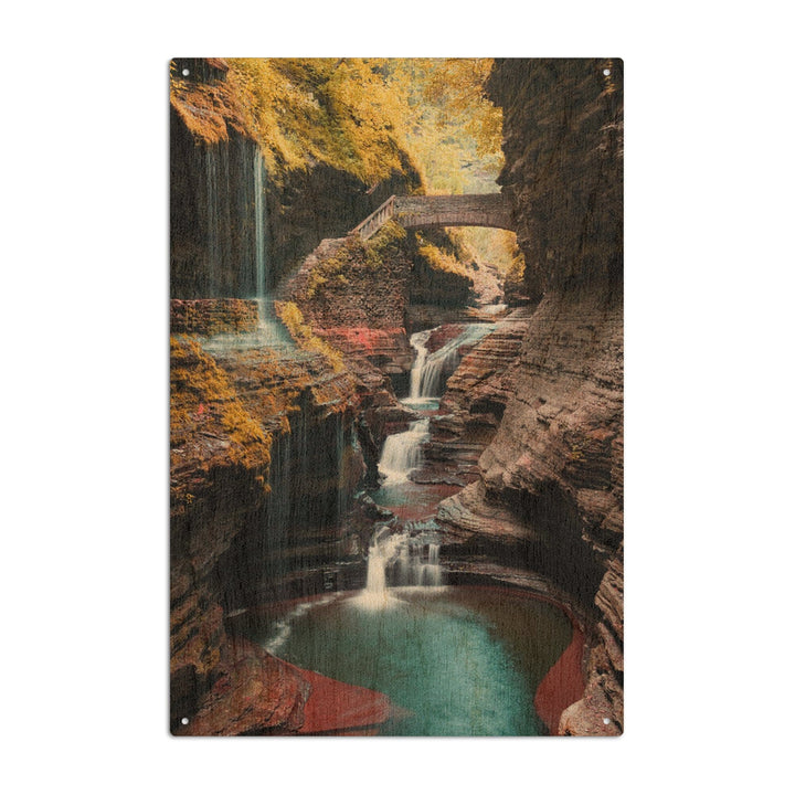 Watkins Glen State Park, New York, Waterfall Scene, Lantern Press Photography, Wood Signs and Postcards Wood Lantern Press 10 x 15 Wood Sign 