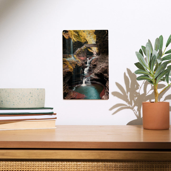 Watkins Glen State Park, New York, Waterfall Scene, Lantern Press Photography, Wood Signs and Postcards Wood Lantern Press 