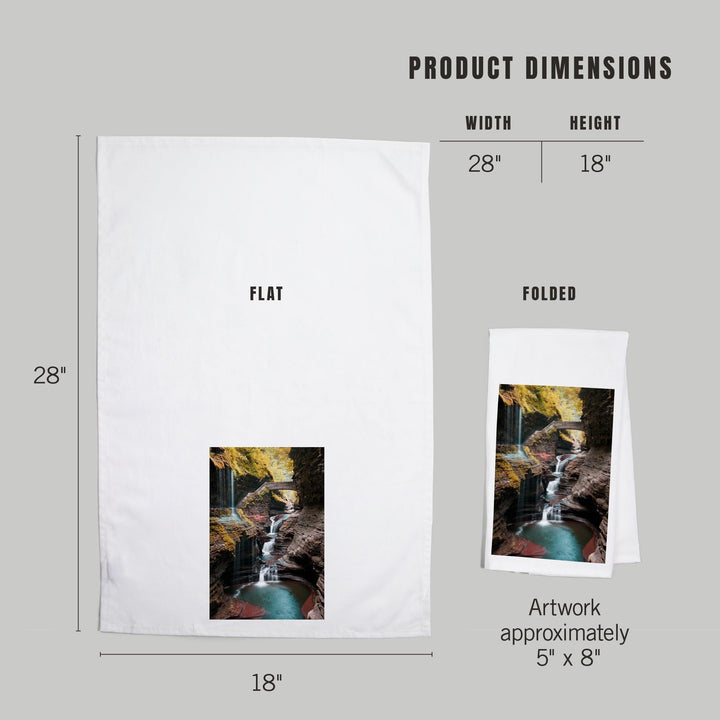 Watkins Glen State Park, New York, Waterfall Scene, Organic Cotton Kitchen Tea Towels Kitchen Lantern Press 