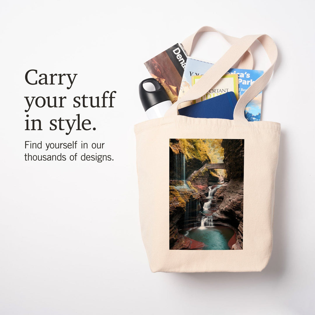 Watkins Glen State Park, New York, Waterfall Scene, Tote Bag Totes Lantern Press 