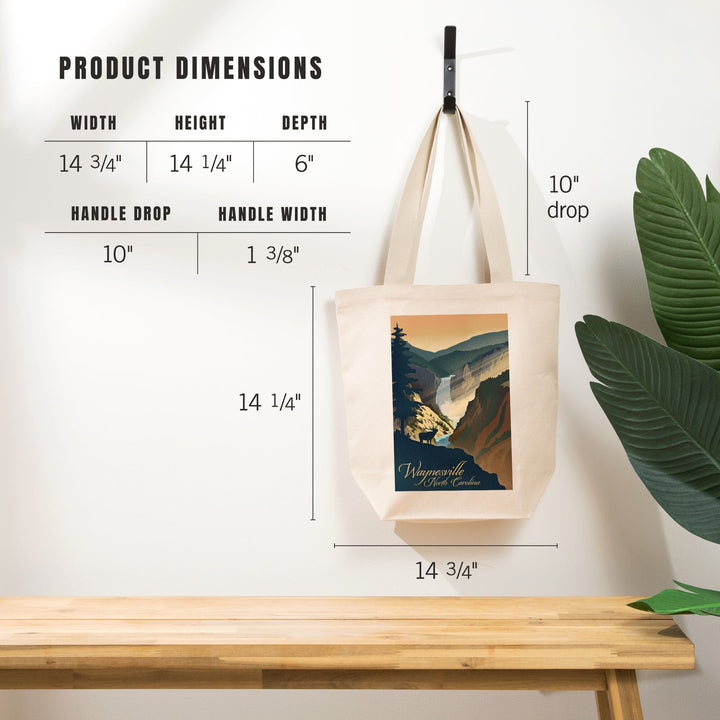 Waynesville, North Carolina, Elk and Falls, Lithograph, Tote Bag Totes Lantern Press 