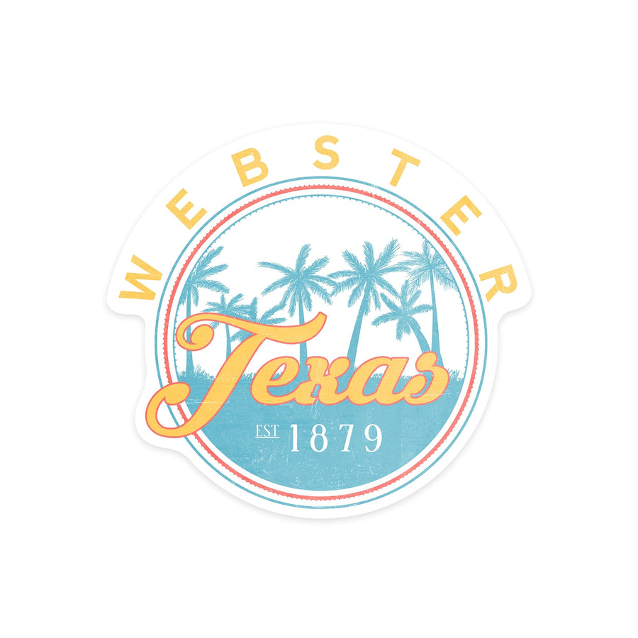 Webster, Texas, Tropical Palm Trees, Contour, Vinyl Sticker Sticker Lantern Press 