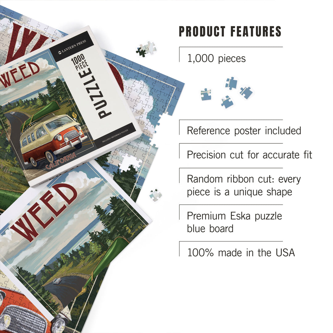 Weed, California, Camper Van, Jigsaw Puzzle Puzzle Lantern Press 