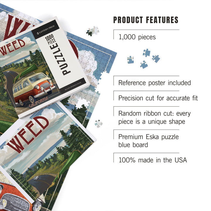 Weed, California, Camper Van, Jigsaw Puzzle Puzzle Lantern Press 