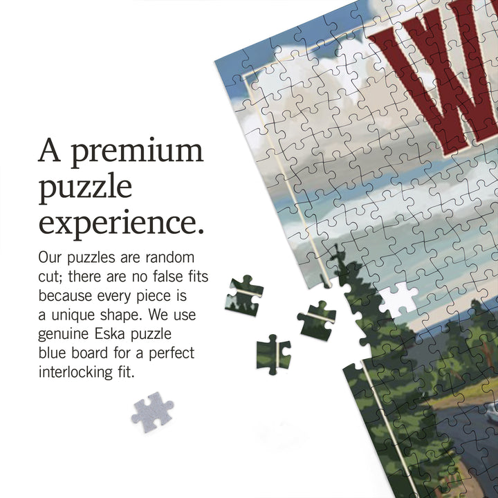 Weed, California, Camper Van, Jigsaw Puzzle Puzzle Lantern Press 