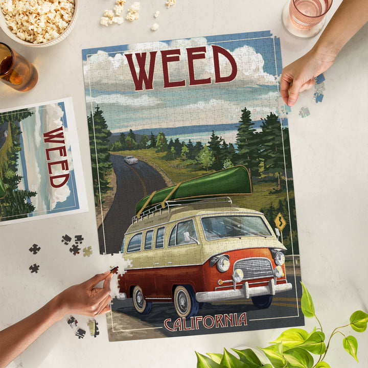 Weed, California, Camper Van, Jigsaw Puzzle Puzzle Lantern Press 