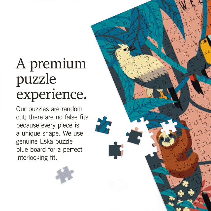 Welcome to the Jungle, Jungle, Textured Geometric, Jigsaw Puzzle Puzzle Lantern Press 
