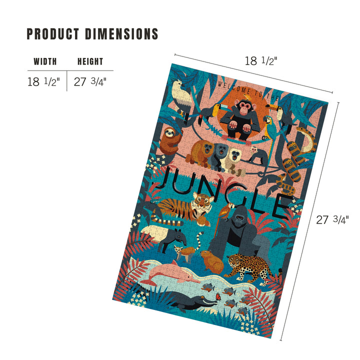 Welcome to the Jungle, Jungle, Textured Geometric, Jigsaw Puzzle Puzzle Lantern Press 