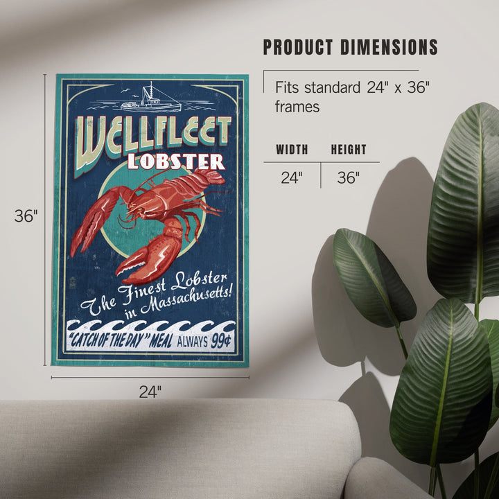 Wellfleet, Massachusetts, Lobster Vintage Sign, Art & Giclee Prints Art Lantern Press 