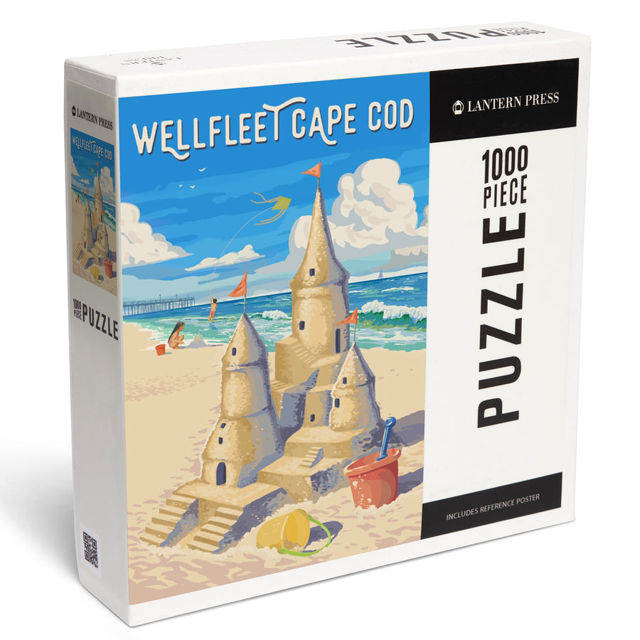 Wellfleet, Massachusetts, Painterly, Soak Up Summer, Sand Castle, Jigsaw Puzzle Puzzle Lantern Press 
