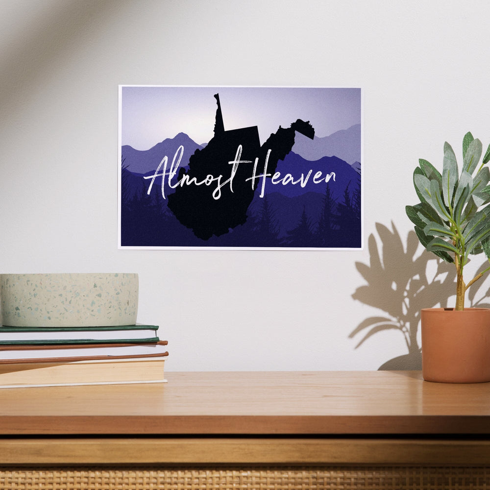 West Virginia, Almost Heaven, State Silhouette and Mountains, Art & Giclee Prints Art Lantern Press 