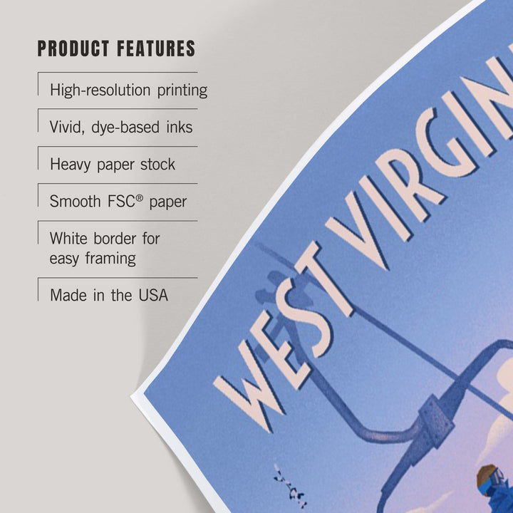 West Virginia, Chill on the Uphill, Ski Lift, Art & Giclee Prints Art Lantern Press 