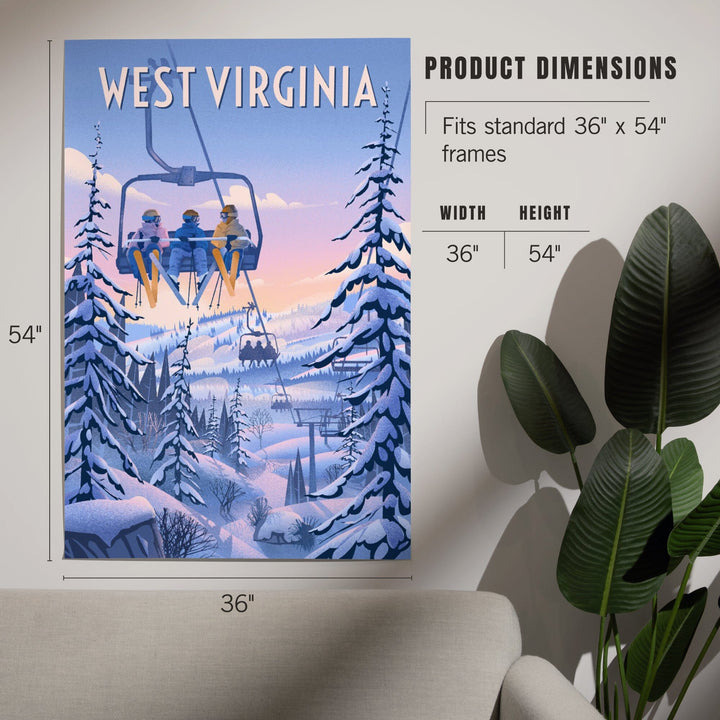 West Virginia, Chill on the Uphill, Ski Lift, Art & Giclee Prints Art Lantern Press 