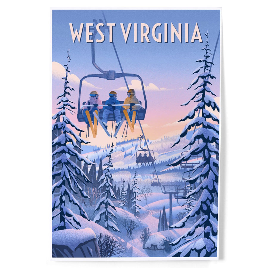 West Virginia, Chill on the Uphill, Ski Lift, Art & Giclee Prints Art Lantern Press 