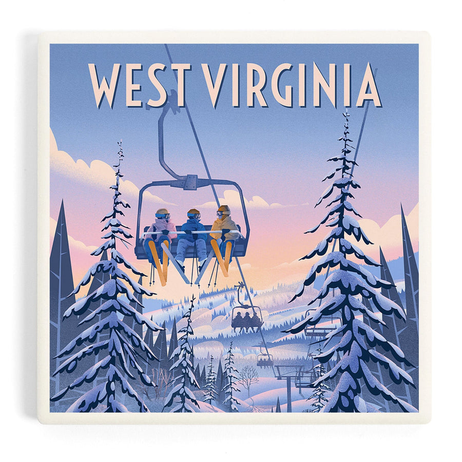 West Virginia, Chill on the Uphill, Ski Lift, Coasters Coasters Lantern Press 