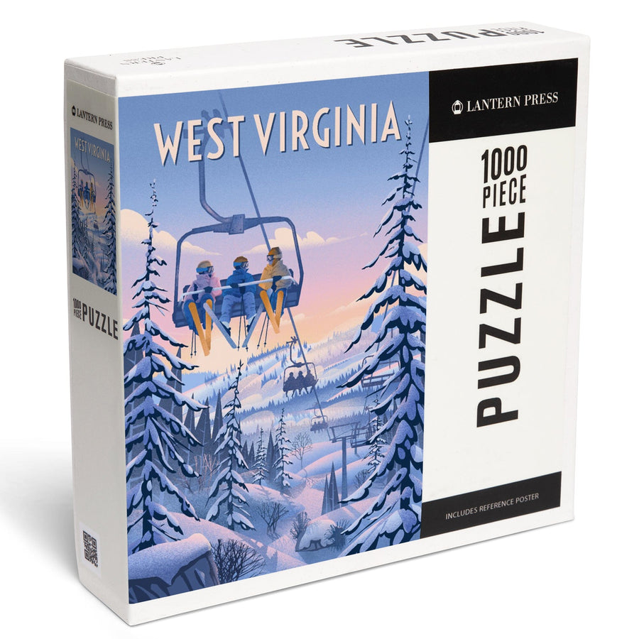 West Virginia, Chill on the Uphill, Ski Lift, Jigsaw Puzzle Puzzle Lantern Press 