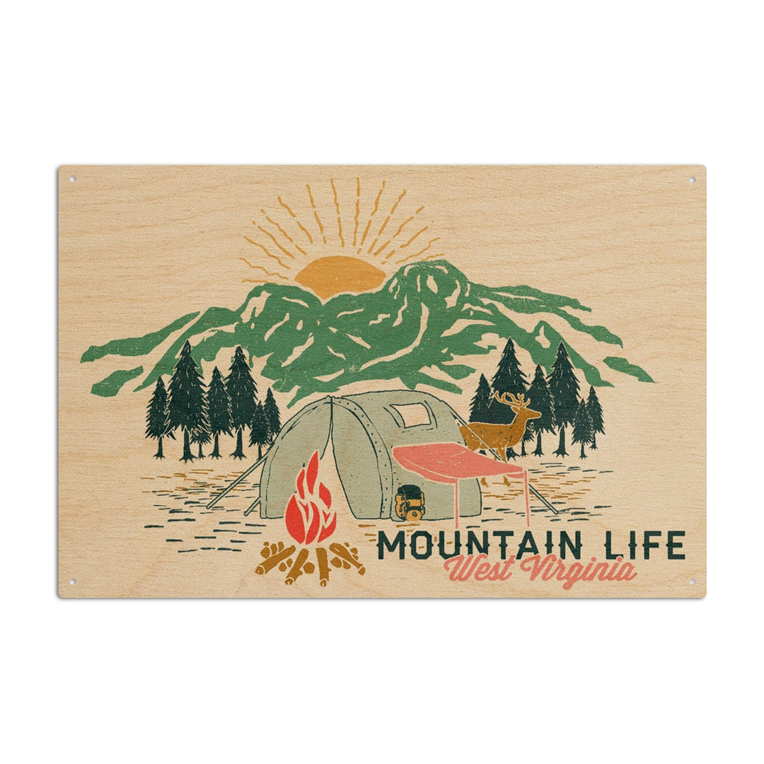 West Virginia, Mountain Life, Lantern Press Artwork, Wood Signs and Postcards Wood Lantern Press 10 x 15 Wood Sign 