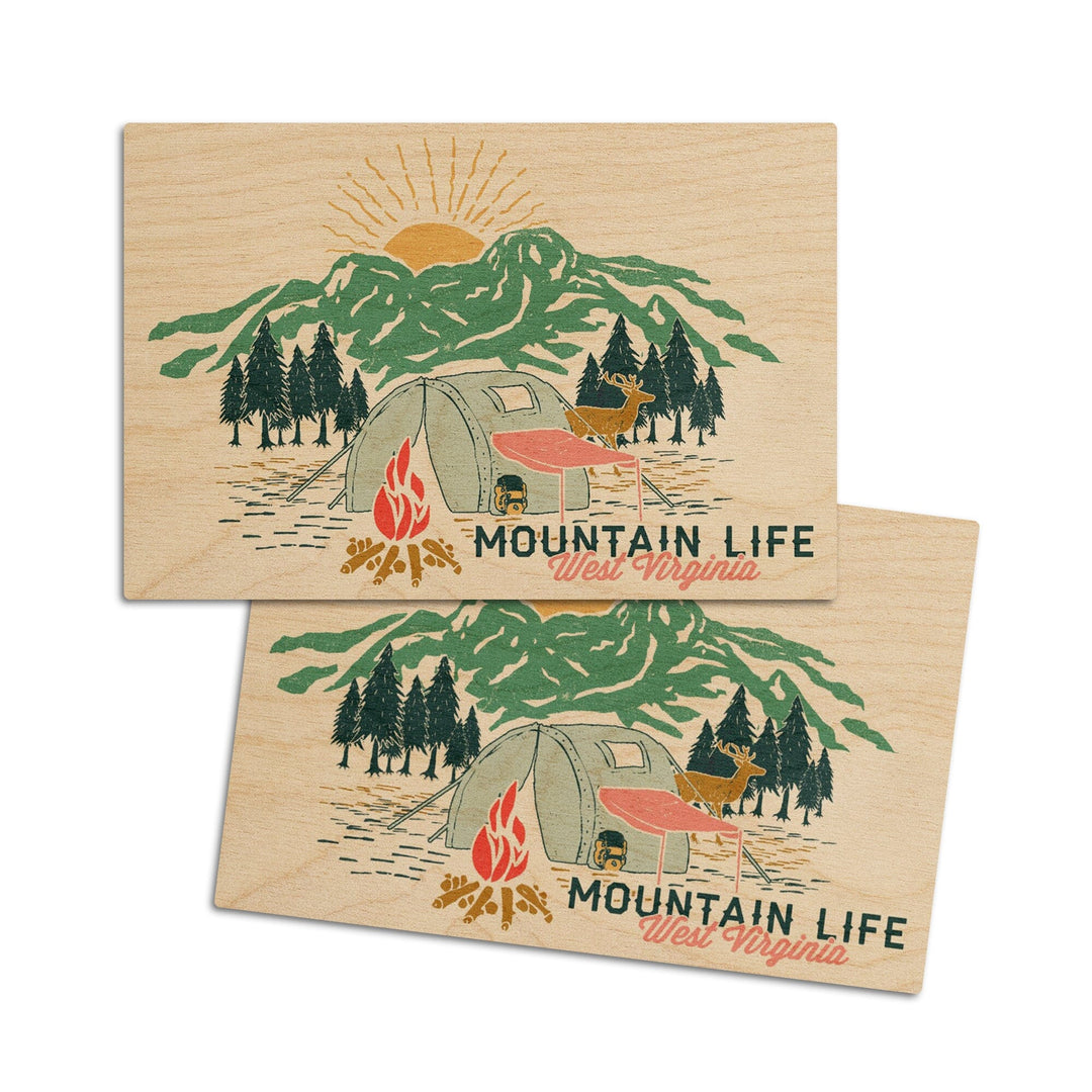 West Virginia, Mountain Life, Lantern Press Artwork, Wood Signs and Postcards Wood Lantern Press 4x6 Wood Postcard Set 