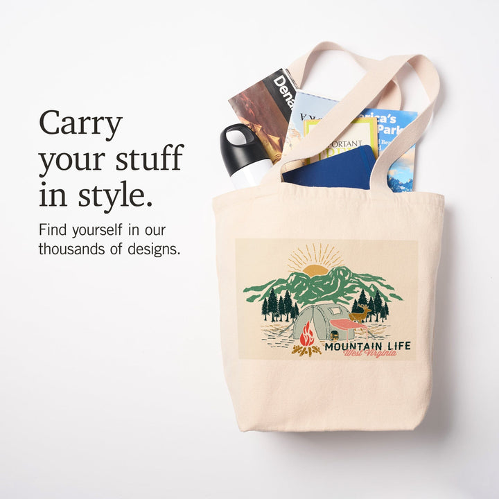 West Virginia, Mountain Life, Tote Bag Totes Lantern Press 