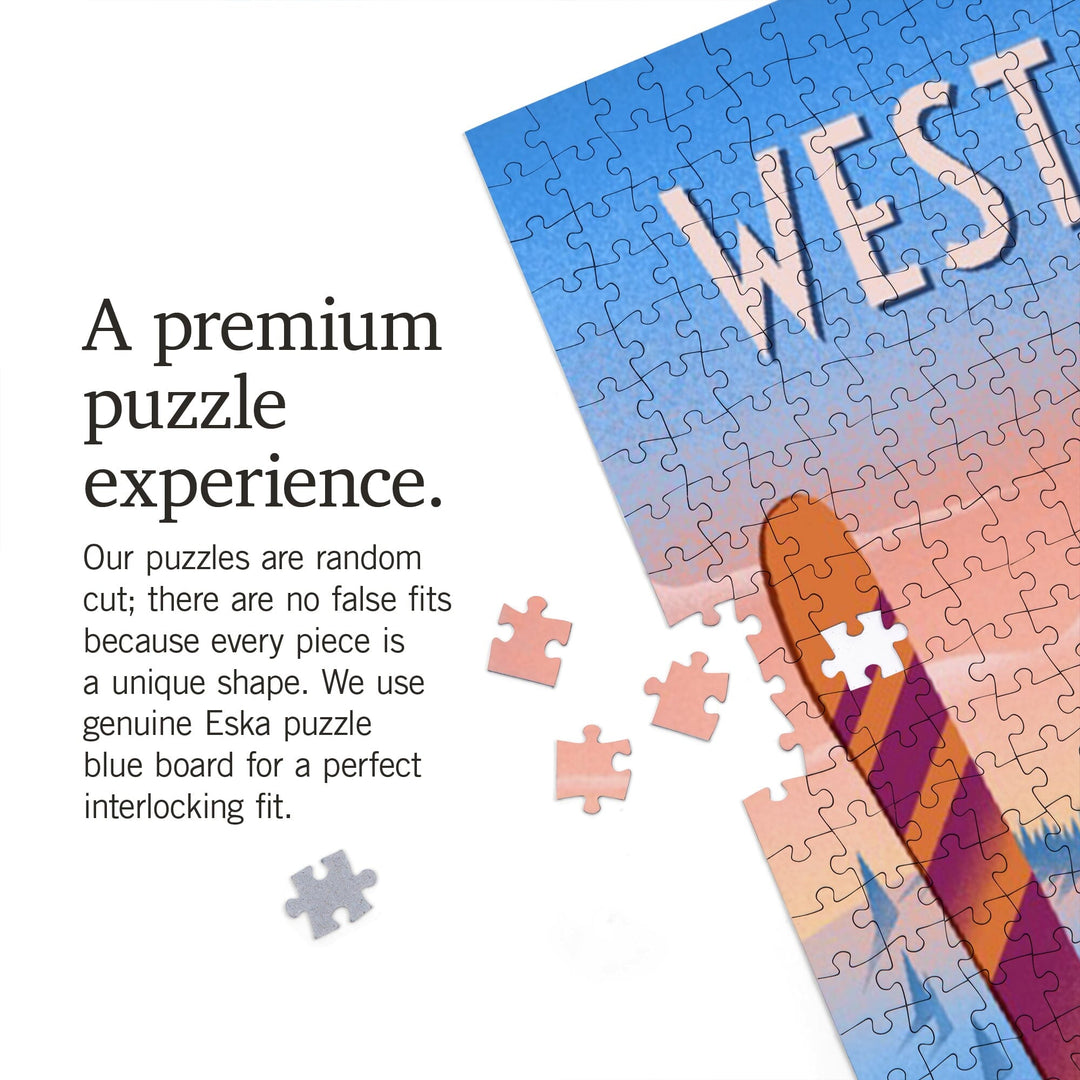 West Virginia, Prepare for Takeoff, Skis in Snowbank, Jigsaw Puzzle Puzzle Lantern Press 