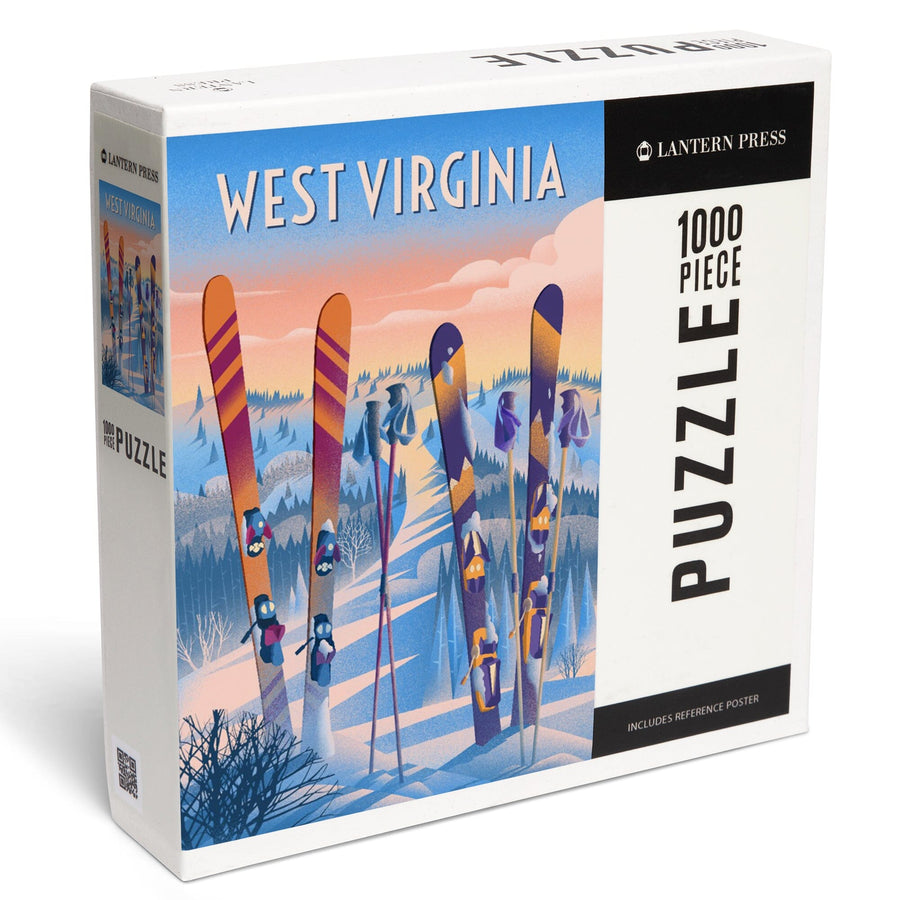 West Virginia, Prepare for Takeoff, Skis in Snowbank, Jigsaw Puzzle Puzzle Lantern Press 
