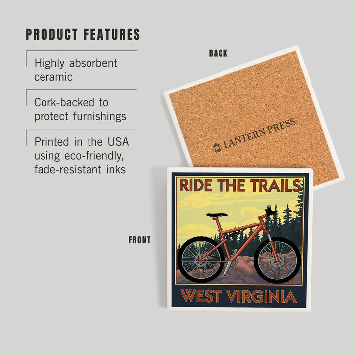 West Virginia, Ride the Trails, Coasters Coasters Lantern Press 