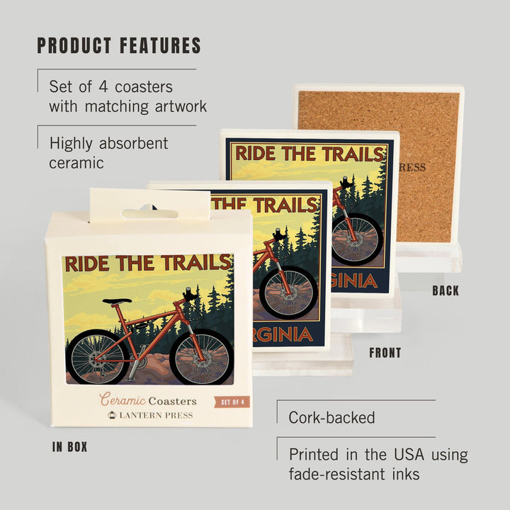 West Virginia, Ride the Trails, Coasters Coasters Lantern Press 