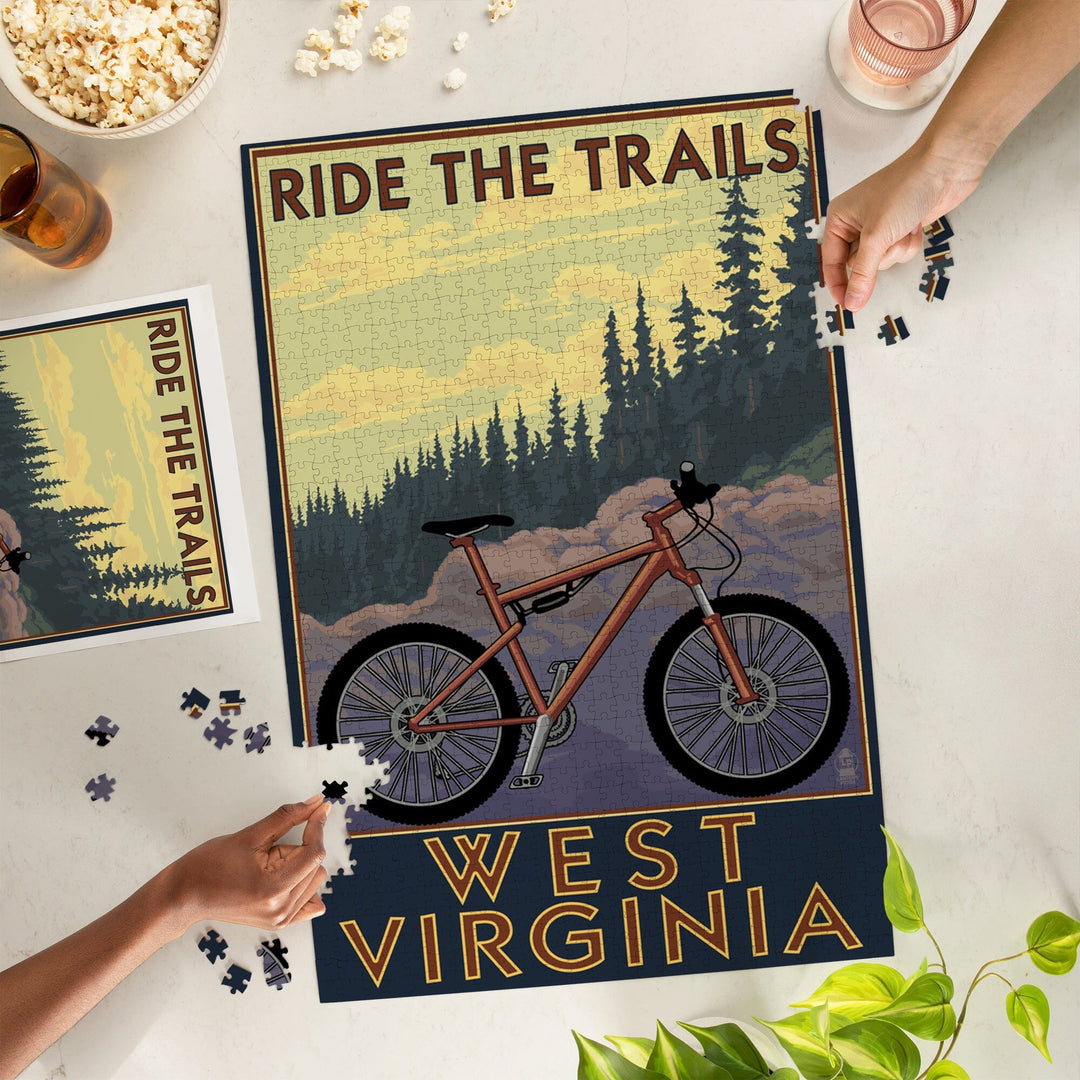 West Virginia, Ride the Trails, Jigsaw Puzzle Puzzle Lantern Press 