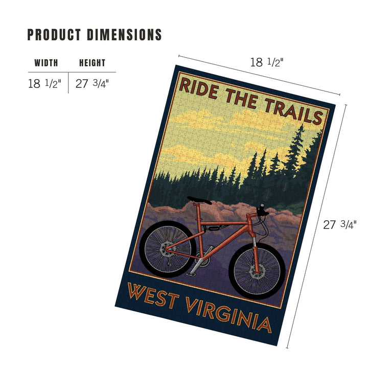West Virginia, Ride the Trails, Mountain Bike Scene, Jigsaw Puzzle Puzzle Lantern Press 
