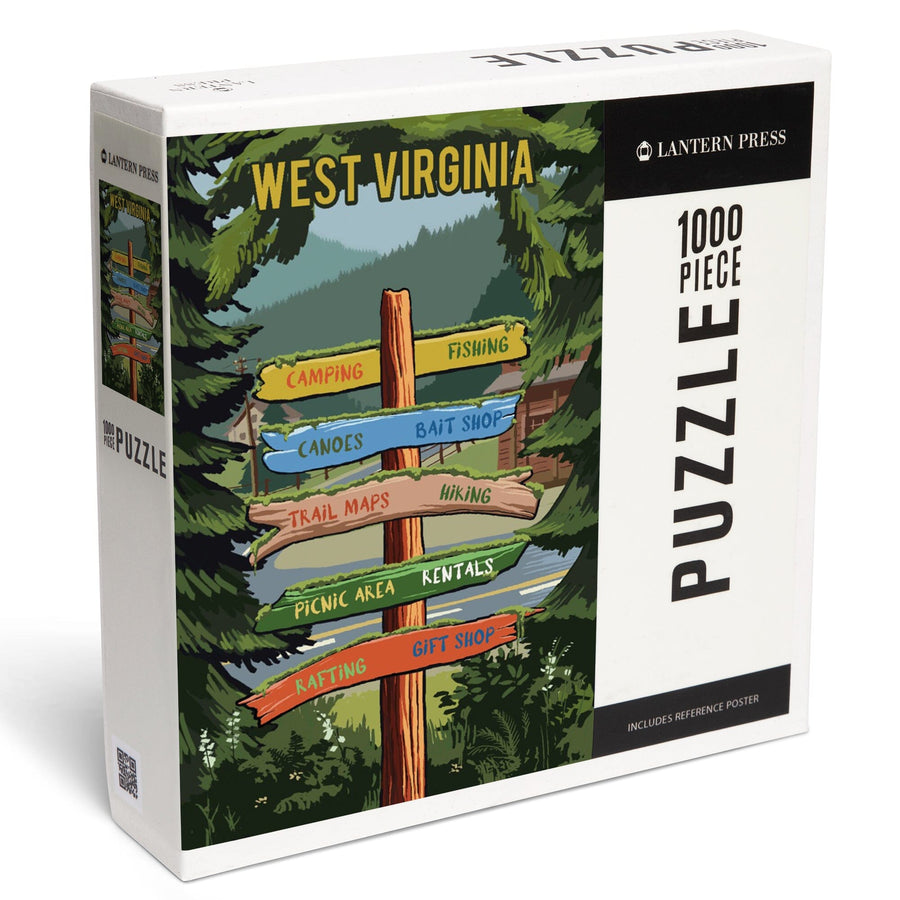 West Virginia, Signpost, Forest and Camp, Jigsaw Puzzle Puzzle Lantern Press 
