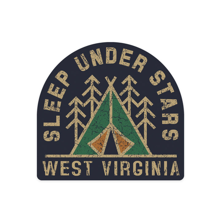 West Virginia, Sleep Under the Stars, Camping, Contour, Vinyl Sticker Sticker Lantern Press 