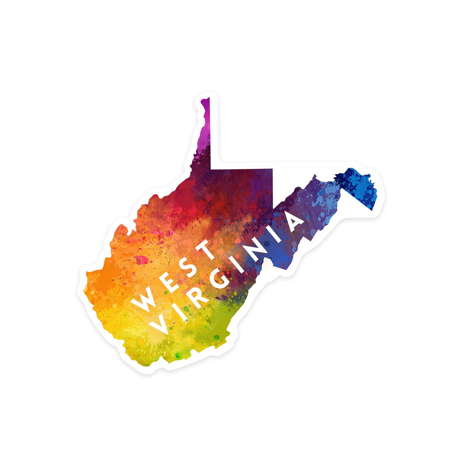 West Virginia, State Abstract Watercolor, Contour, Lantern Press Artwork, Vinyl Sticker Sticker Lantern Press 