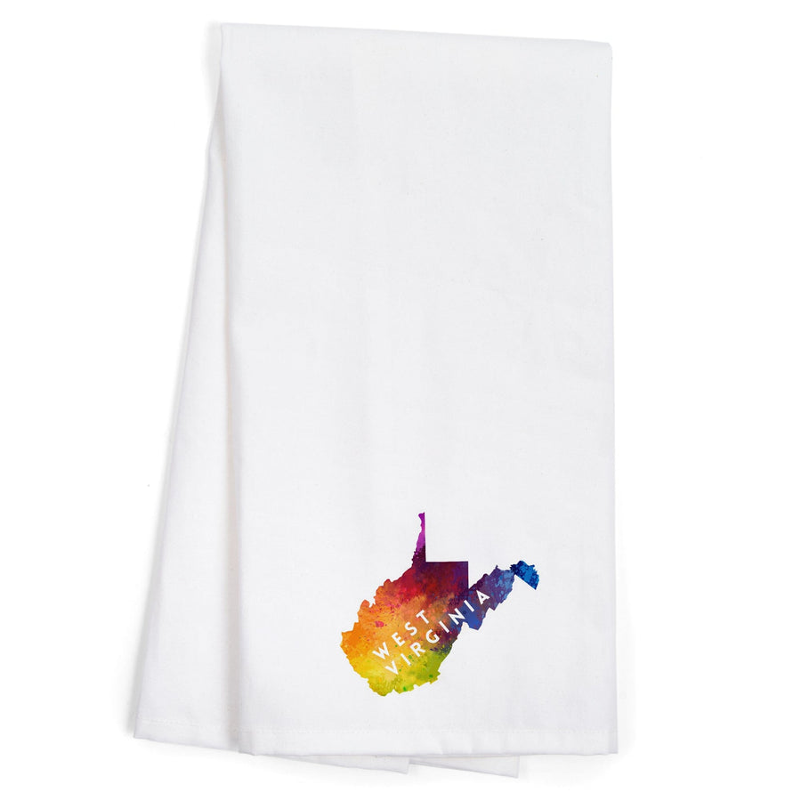 West Virginia, State Abstract Watercolor, Contour, Organic Cotton Kitchen Tea Towels Kitchen Lantern Press 