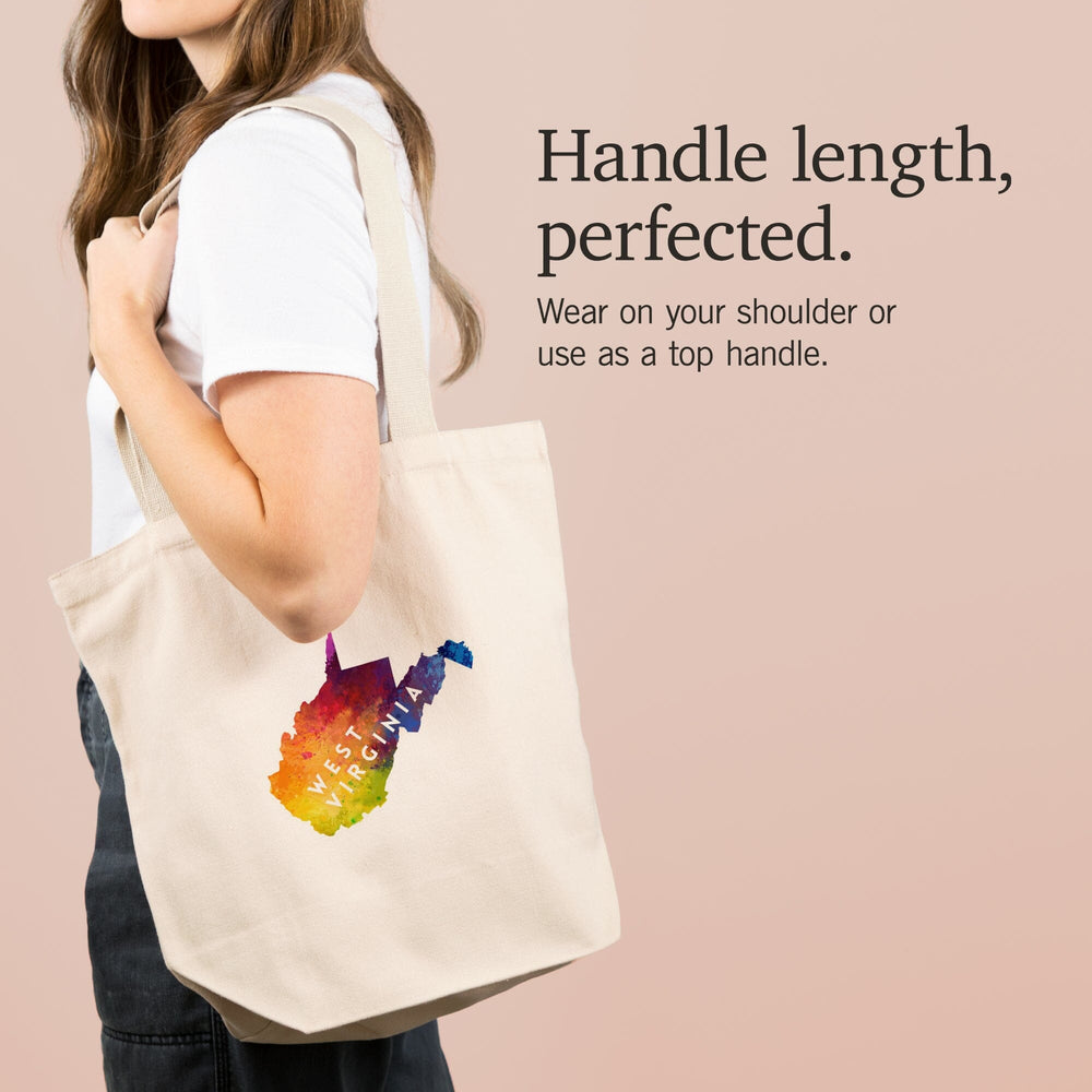 West Virginia, State Abstract Watercolor,, Tote Bag Totes Lantern Press 