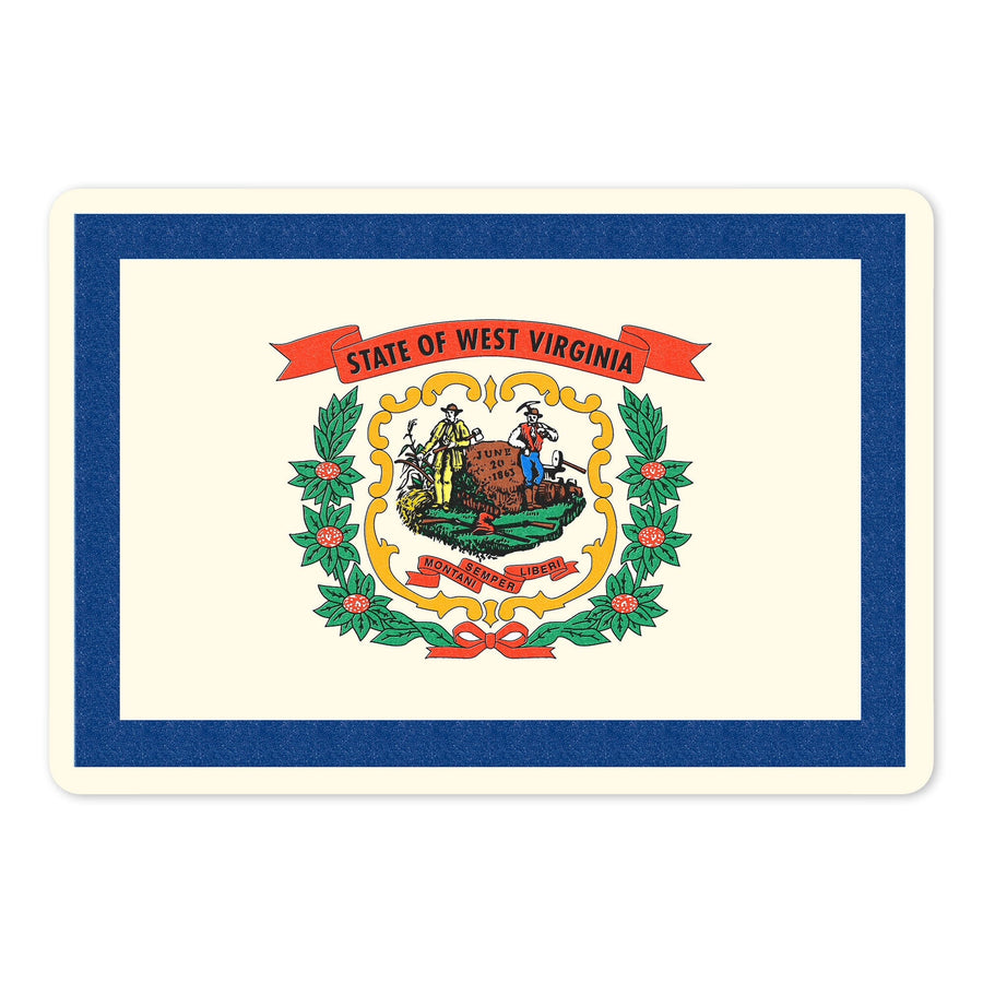 West Virginia State Flag, Letterpress, Contour, Vinyl Sticker Sticker Lantern Press 