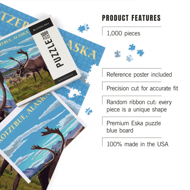 Western Arctic National Parklands, Alaska, Caribou Puzzle Lantern Press 