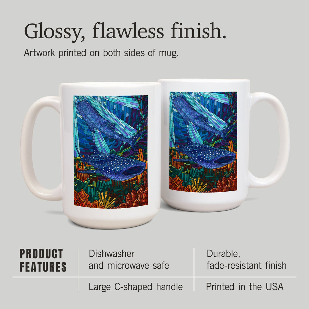 Whale Shark, Mosaic, Ceramic Mug Mugs Lantern Press 